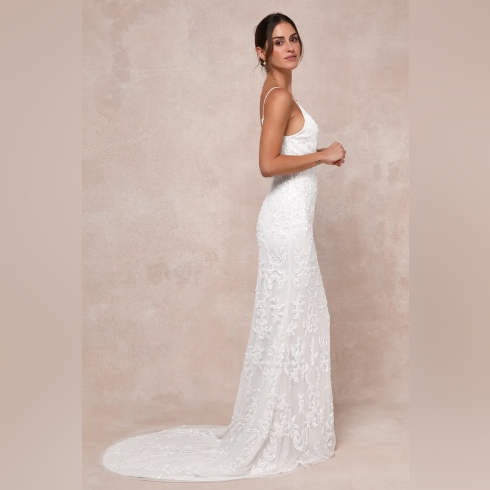 Lulus Everlasting Passion White Sequin Beaded
Backless Maxi Dress - Picture 3 of 7